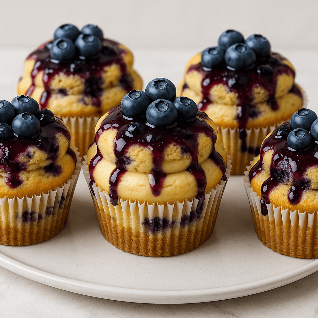 Oversized jumbo cupcake with lemon blueberry frosting
